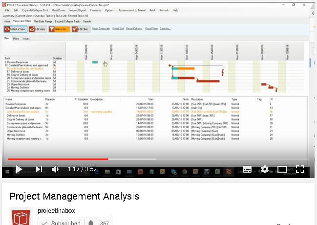 risk analysis;issue analysis; plan and cost analysis; project management